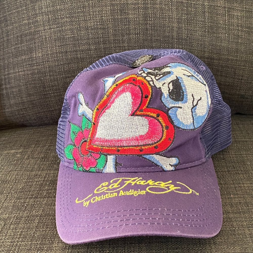 Ed Hardy Hat Vintage with Skull and Heart Design